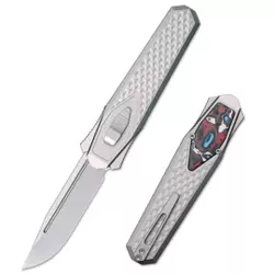 Remette Swordfish Titanium / Red Blue Carbon Fiber, Pearlescent M390 (ZL101B3)