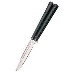 Third Decor Habitat Balisong Black/Green Stainless Steel, Satin Butterfly Knife (16071V)