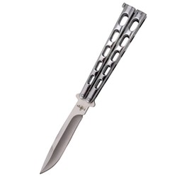 Third Decor Habitat Balisong Silver Stainless Steel, Satin 420 Butterfly Training Knife (K2919BX)