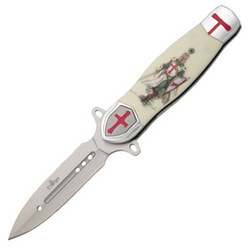 Third Decor Habitat Templar Gray Aluminium/White ABS, Satin 420 Assisted Knife (1610)