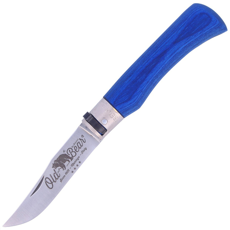 Antonini Old Bear Laminated Blue Wood, Satin Stainless knife (9307/21_MBK)