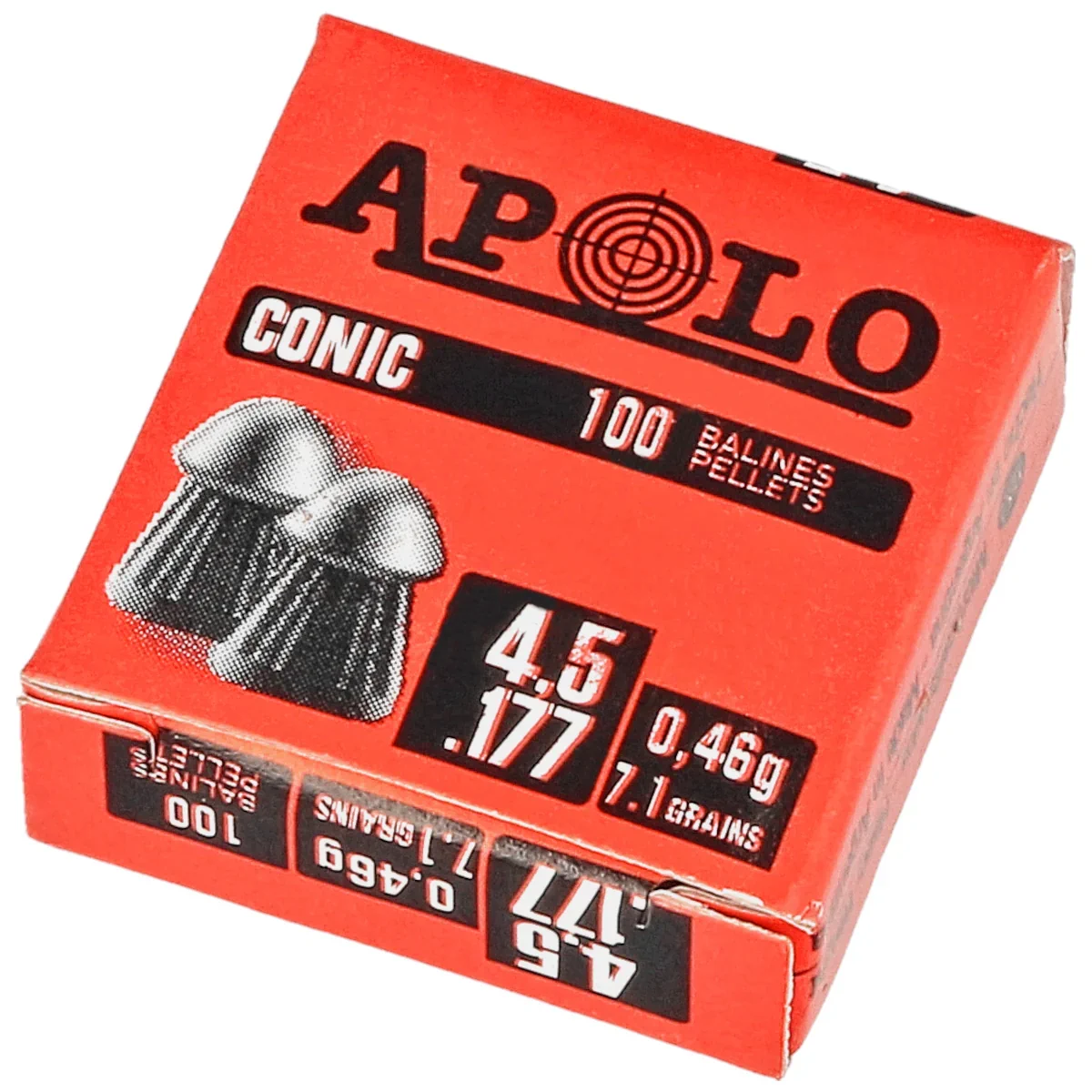 Apolo Conic AirGun Pellets .177/4.5 mm, 100 pcs. 0.46g/7.1gr (10001)