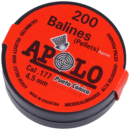 Apolo Conic AirGun Pellets .177/4.5 mm, 200 pcs. 0.46g/7.1gr (10005)