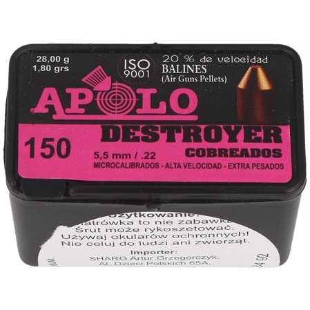 Apolo Destroyer Copper AirGun Pellets .22/5.5 mm, 150 pcs 1.80g/28.0gr (19970)