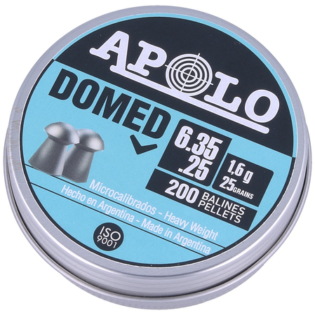 Apolo Domed AirGun Pellets .25/6.35 mm, 200 pcs 1.60g/25.0gr (13501)