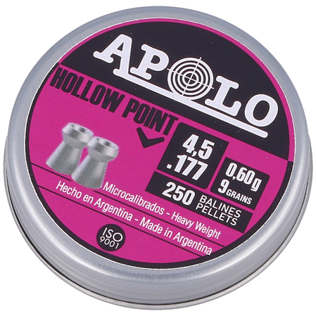 Apolo Hollow Point AirGun Pellets .177 / 4.52 mm, 250 pcs 0.60g/9.0gr (19201-2)