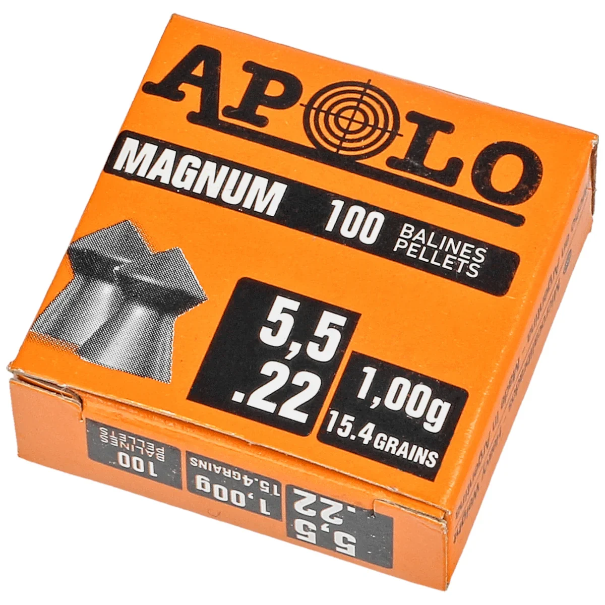 Apolo Magnum Heavy AirGun Pellets .22/5.5 mm, 100 pcs 1.00g/15.4gr (13001)