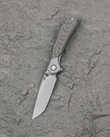 Bestech Constellation Knife Grey Titanium/3K Twill Weave Skin Carbon Fiber, Bead Blasted/Stonewashed Magnacut by Munko Knives (BT2501D)