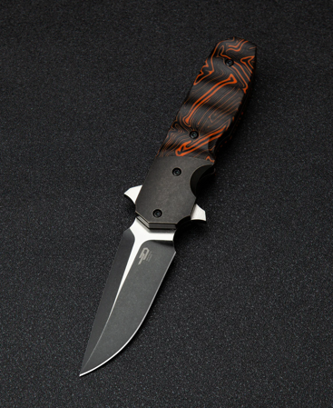 Bestech Freefall Black Titanium/Black-Orange G10 Knife, Black Stonewashed/Satin CPM S35VN by Jason Clark (BT2007B)