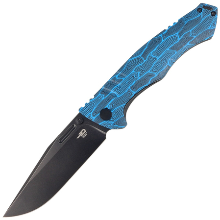 Bestech Keen II Black-Blue G10 / Titanium, Black Stonewashed CPM S35VN by Koens Craft knife (BT2301D)