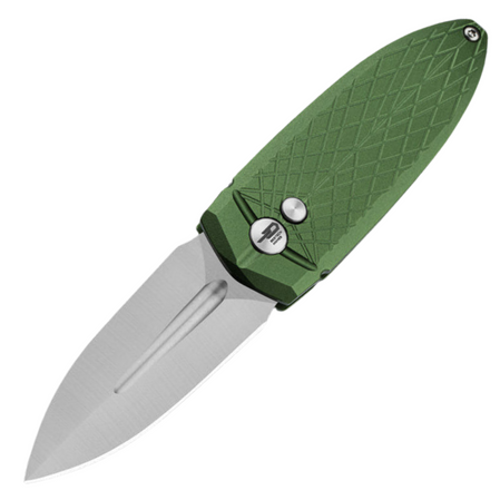 Bestech QUQU Knife Green Aluminum, Satin 14C28N by Gogo (BG57B-2)