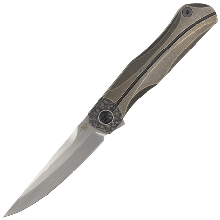 Bestech Thyra Bronze Stonewashed Titanium/Carbon Fiber, Horizontal Satin M390 by Kombou Knife (BT2106B)