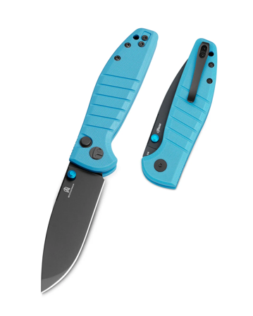 Bestechman Goodboy Jr. Blue G10, Grey PVD D2 by Keanu Alfaro knife (BMK10D)