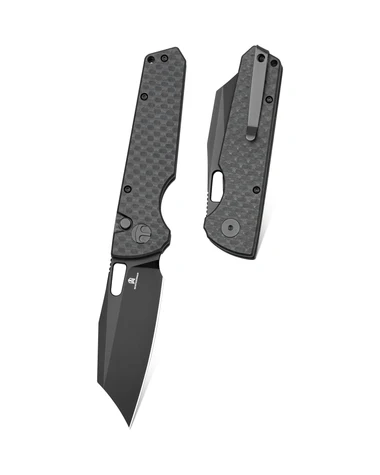 Bestechman Guardian Knife Black G10 w/ Carbon Fiber Pattern, Black PVD D2 (BMK11E)