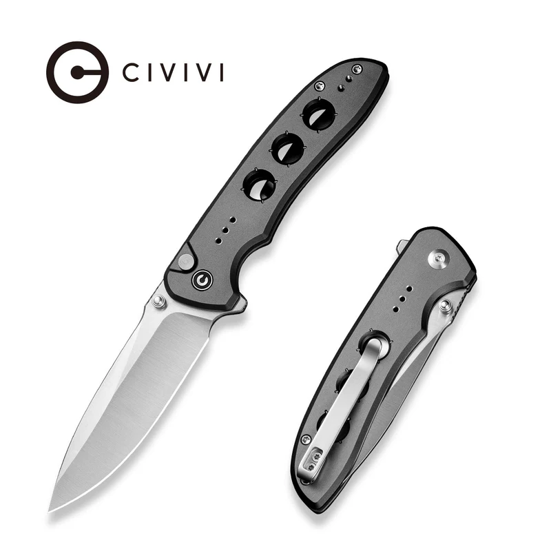 Civivi Hyperpulse Gray Aluminum Knife, Satin 14C28N (C23087A-3)