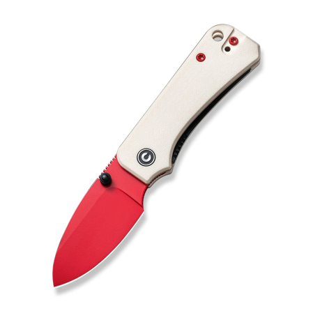 Civivi Knife Baby Banter Ivory G10, Red Painted Nitro-V by Ben Petersen (C19068S-7)