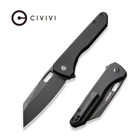 Civivi Knife Nugz Black G10, Black Stonewashed 14C28N by Matthew Wehrwein (C23060-1)