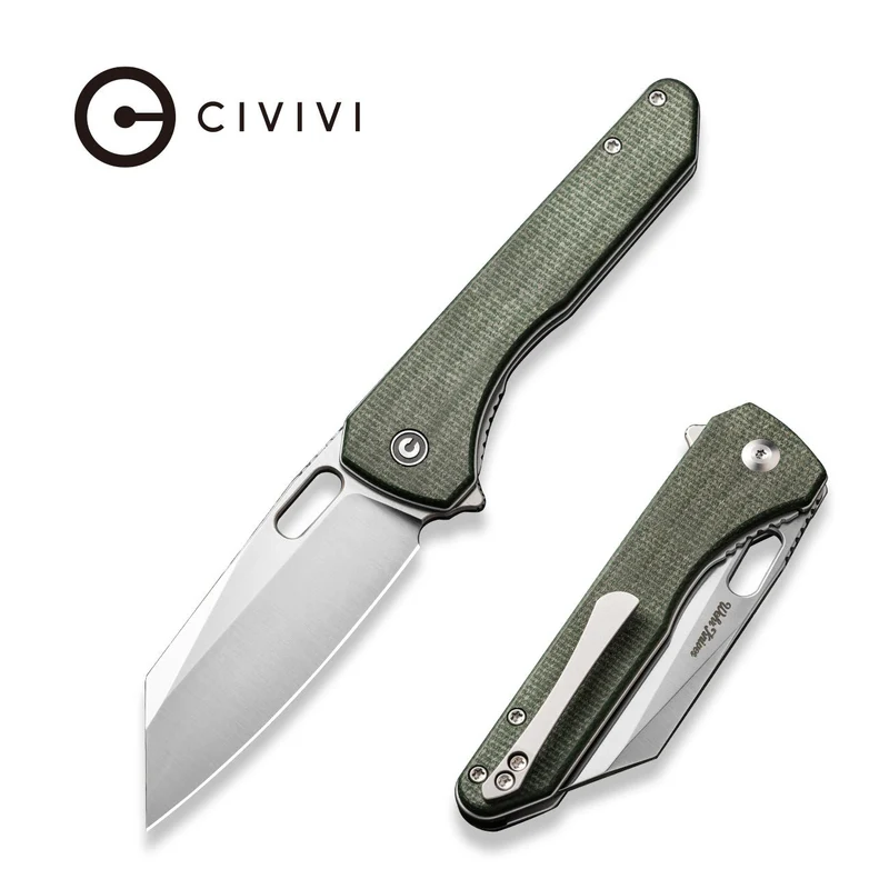 Civivi Knife Nugz Green Canvas Micarta, Satin 14C28N by Matthew Wehrwein (C23060-2)