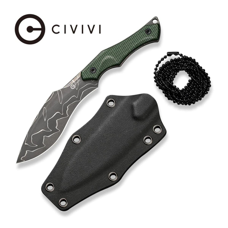 Civivi Knife Vaquita II Green Canvas Micarta, Damascus by Nate Matlack (C047C-DS2)