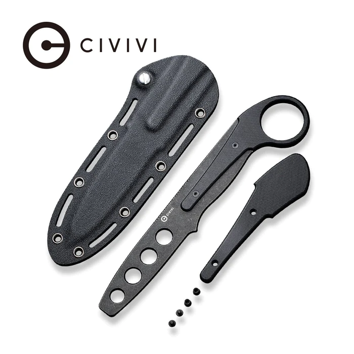 Civivi Knife Varius Black G10, Black Stonewashed D2 by Allen Elishewitz training blade (C22009C-1)