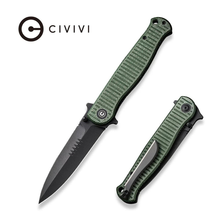 Civivi RS71 Green Canvas Micarta, Black Stonewashed Nitro-V by Robert Saniscalchi Knife (C23025-3)