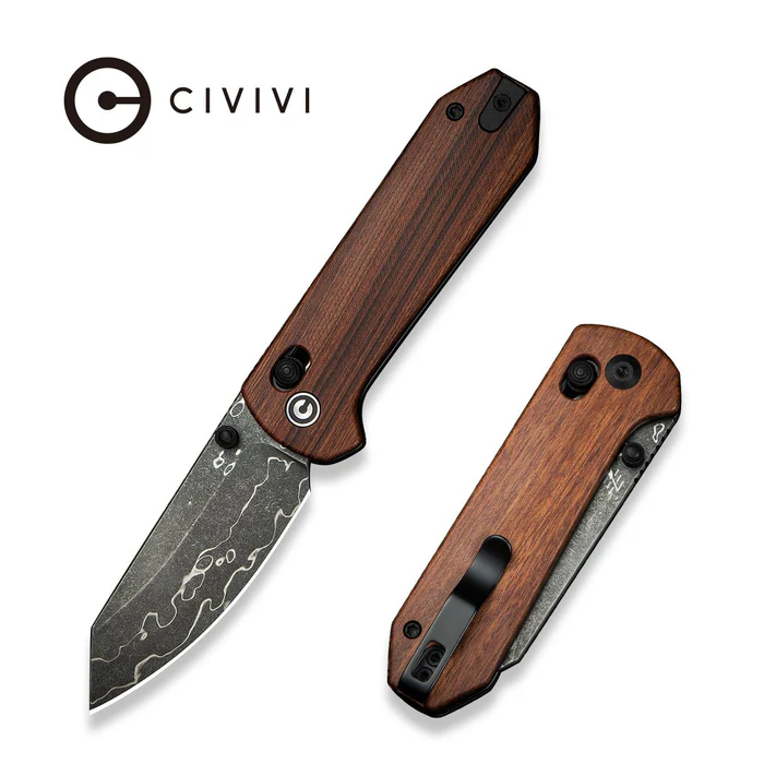 Civivi Yonder Knife Guibourtia Wood, Damascus by Zac Whitmore (C23073B-DS1)