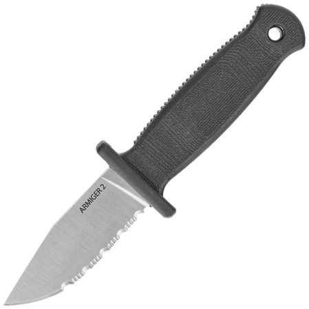 Demko Armiger 2 Clip Point Black Thermal Plastic Rubber, Satin 4034SS by Andrew Demko Knife (ARM2-4034SS-CP-SERR)