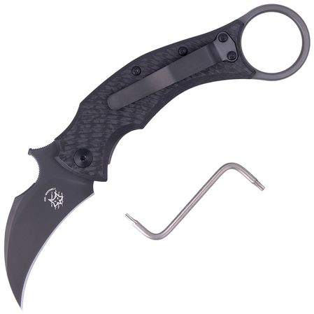 FOX Karambit Black Bird Black Carbon Fiber / Bronze Titanium, Black ELMAX by Bastinelli (FX-591 TIC BR)