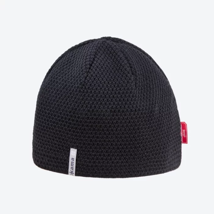 Kama Merino Wool/Acrylic Gore-Tex Infinium Windstopper, Black beanie (AW62-110)