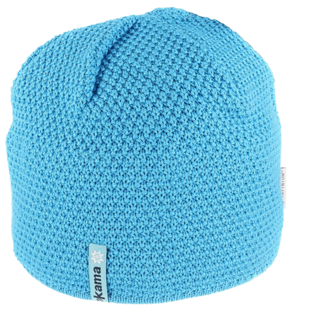 Kama Merino Wool/Acrylic Gore-Tex Infinium Windstopper, Cyan beanie (AW62-115)