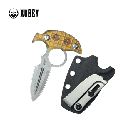 Kubey Cavy Pushdagger Yellow Ultem, Stonewashed 14C28N by MUZI Design (KU403F)