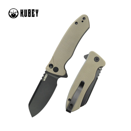 Kubey Creon Knife Tan G10, Blackwashed AUS-10 (KU336I)