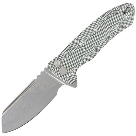 Kubey Creon Knife White/Green G10, Damascus (KU336A)