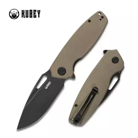 Kubey Knife Tityus Tan G10, Dark Stonewashed D2 (KU322D)