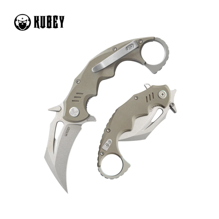 Kubey Mini Wrath Knife Tan G10, Beadblasted 14C26N by MUZI Design (KU262C)