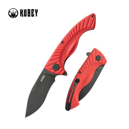 Kubey Timberwolf Knife Red G10, Blackwashed 14C28N (KU208I)