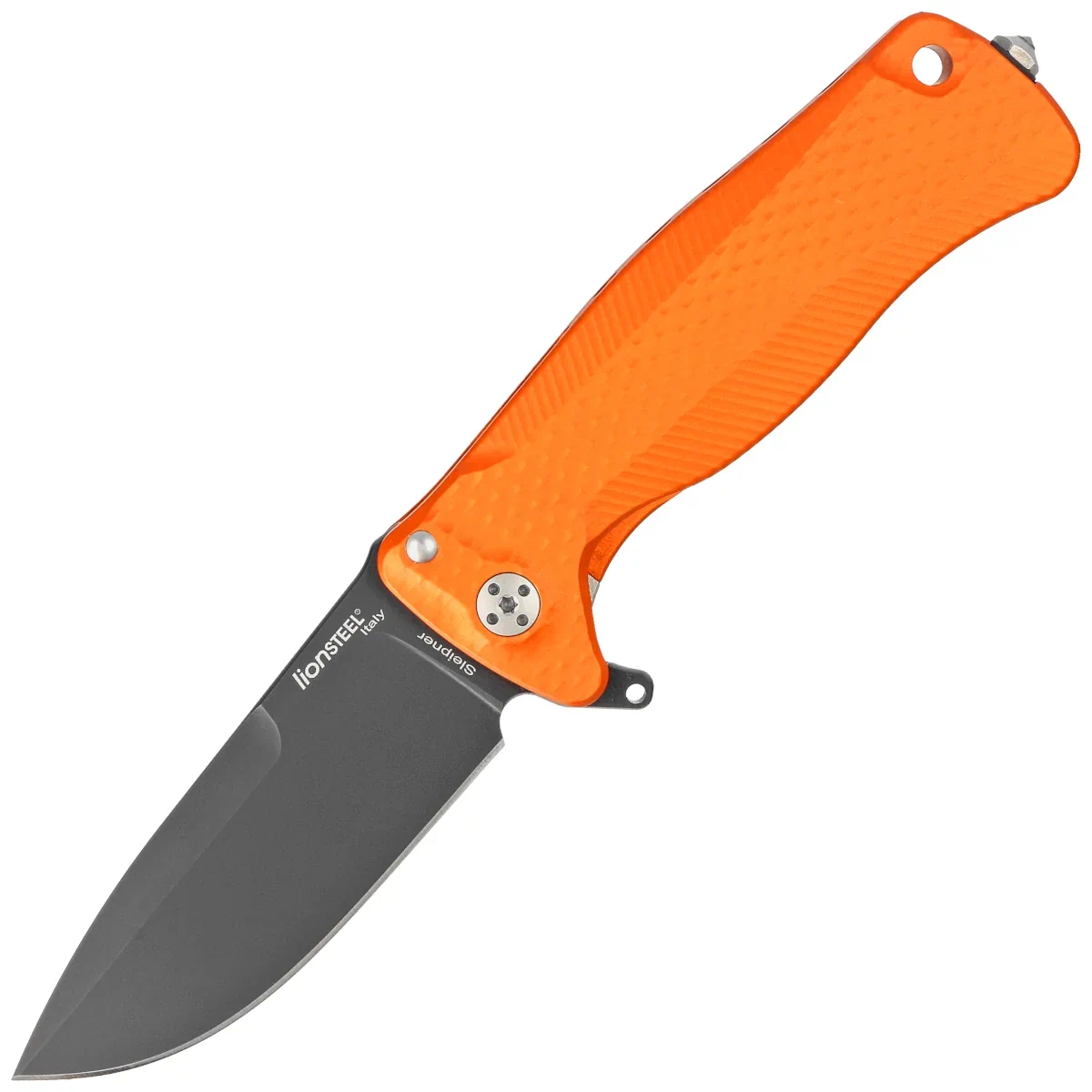 LionSteel SR22A Orange Aluminum, Black Sleipner by Molletta Knife (SR22A OB)