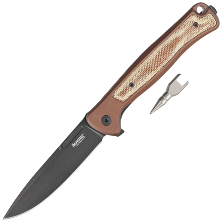 LionSteel Skinny Earth Aluminium/Natural Canvas Micarta, Old Black MagnaCut by Molletta Knife (SK01A EB)