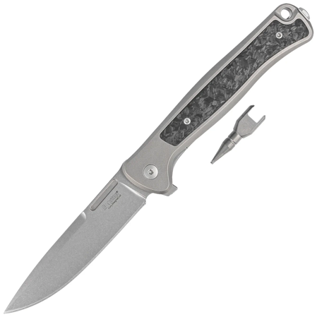 LionSteel Skinny Grey Titanium/Carbon Fiber, Stonewashed MagnaCut by Molletta knife (SK01 GY)