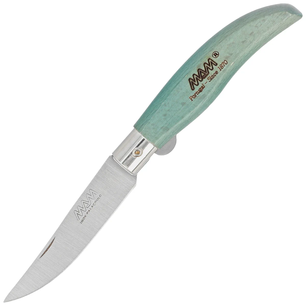 MAM Iberica S z blokadą, Turquoise Beech Wood, Steel HD knife (2011-TU)