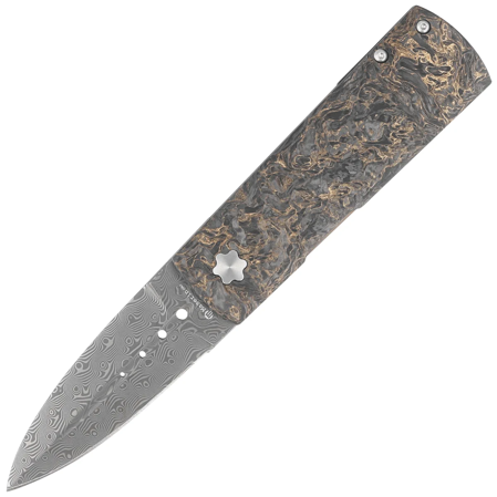 Maserin Daga Black/Gold FatCarbon, Damascus Small Roses by Attilio Morotti Knife (372/DG)