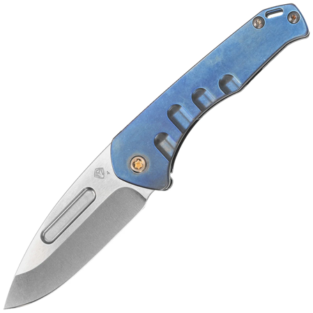 Medford Praetorian Slim D/P Knife, Blue Titanium, Bronze HW/Clip, Tumbled S45VN by Greg Medford (MK2084TD-37A2-T1C1-Q4)