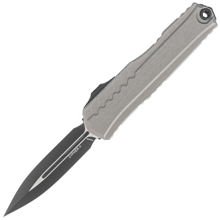 Microtech Cypher II D/E Natural Clear Aluminum Knife, Black M390MK by Deryk Munroe and Tony Marfione (1242-1NC)