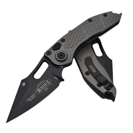 Microtech Stitch-A S/E Natural Clear Aluminum, Black M390MK Automatic Knife by Borka Blades and Tony Marfione (169-1NC)