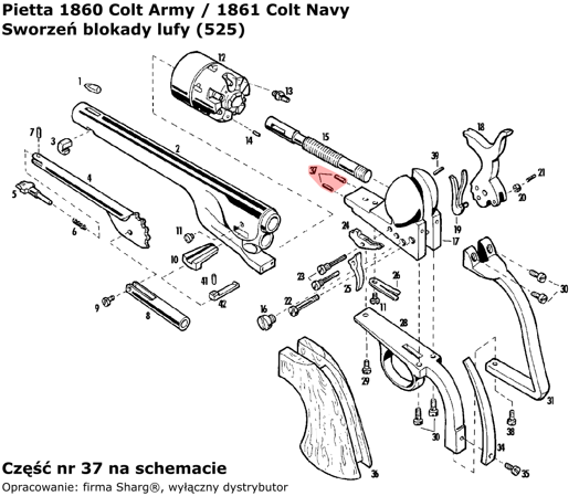 Pietta 1851 Navy, 1860 Army, 1861 Navy, Barrel Locking Pin (525)