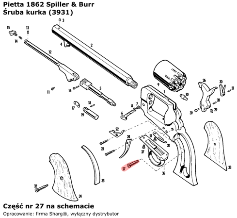 Pietta 1862 Spiller & Burr Hammer Screw (3931)