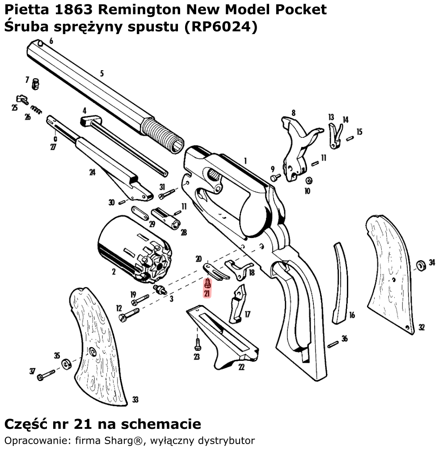 Pietta 1863 Remington Pocket Trigger Bolt Spring Screw (RP6024)