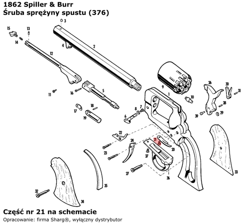 Pietta Trigger Bolt Spring Screw for 1851 Colt Navy, 1858 Remington, 1862 Spiller & Burr (376)