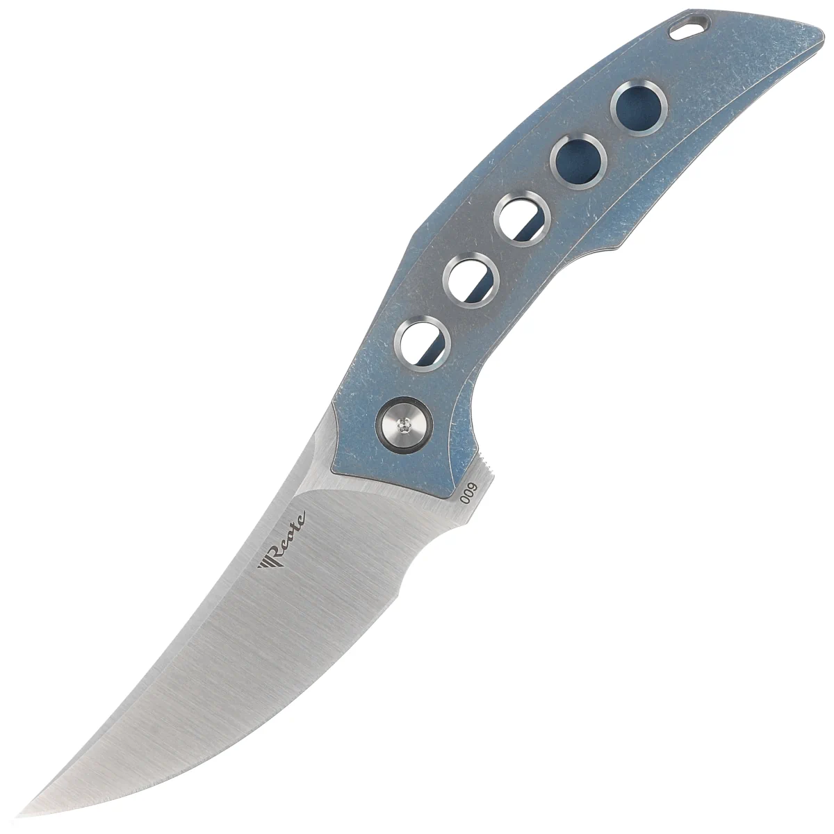 Reate Velocity Blue Titanium Knife, Belt Satin Elmax by Tashi Bharucha