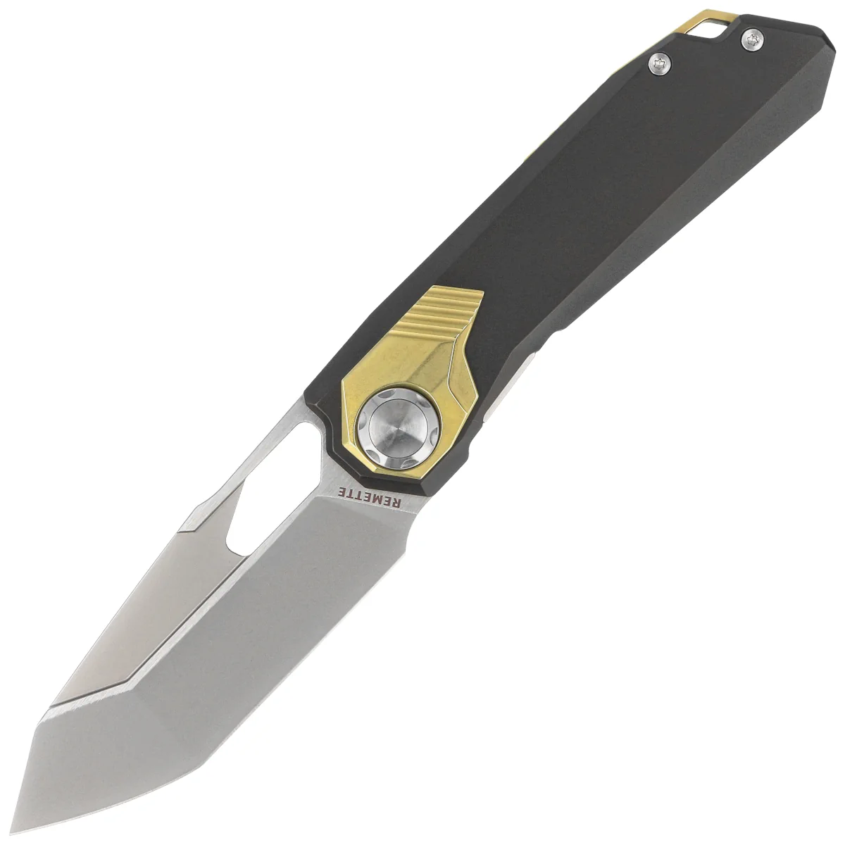 Remette Peregrine Falcon Knife Brown/Gold Titanium, Hand Grinding Pearlescent M390 (RTT1-B)